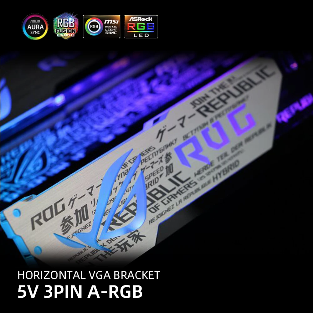 Suporte de Alumínio Gpu Suporte Vga Aorus 5v3pin Rgb Msi Rog Nvidia Suporte de Placa de Vídeo Horizontal Metal Aura 12v Mod Personalizar - Imagem 5