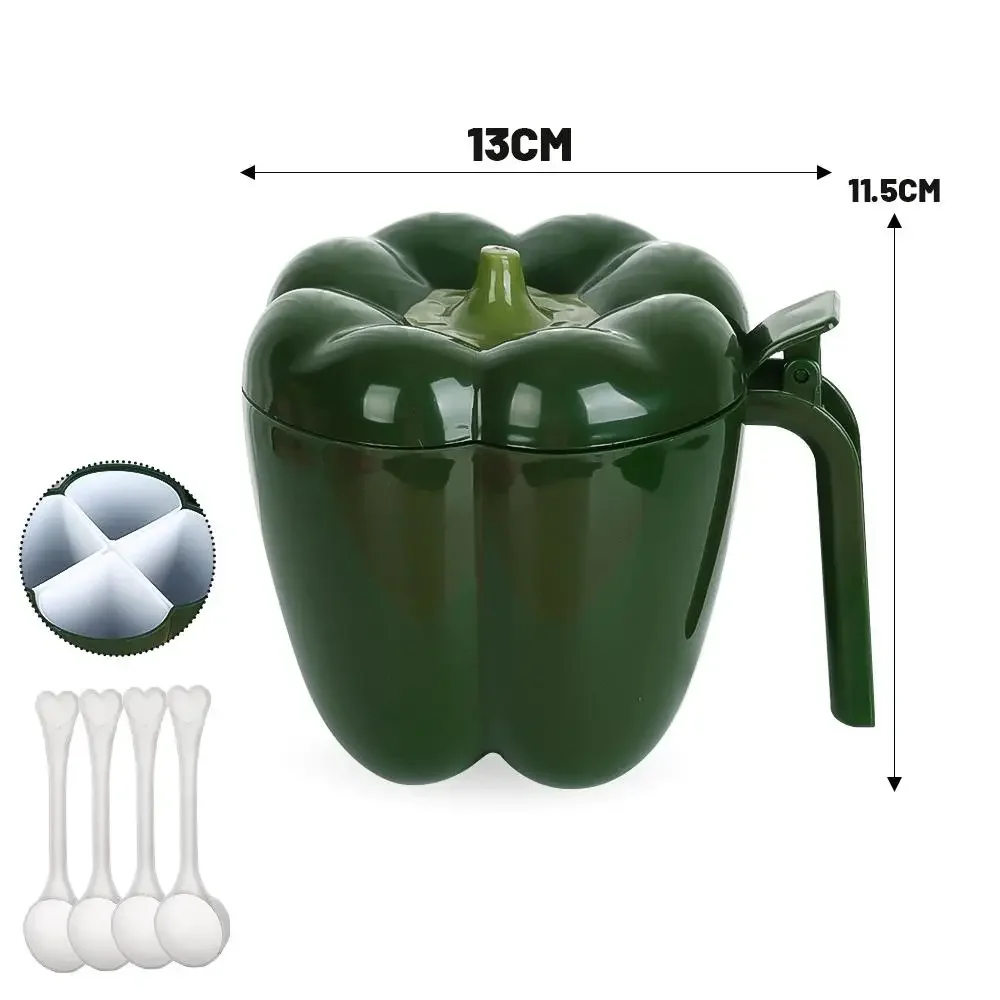 Description Picture 4 of item4 In 1 Plastic Creative Seasoning Jar Container With Spoon Chili Shape Barbecue Condiment Spice Rack Home Kitchen Acceesories