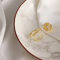 2pcs/set Women Rings Exaggerated Lines Rings for Women Fashion Simple Distorted Geometric Party Statement Designer Jewelry 4