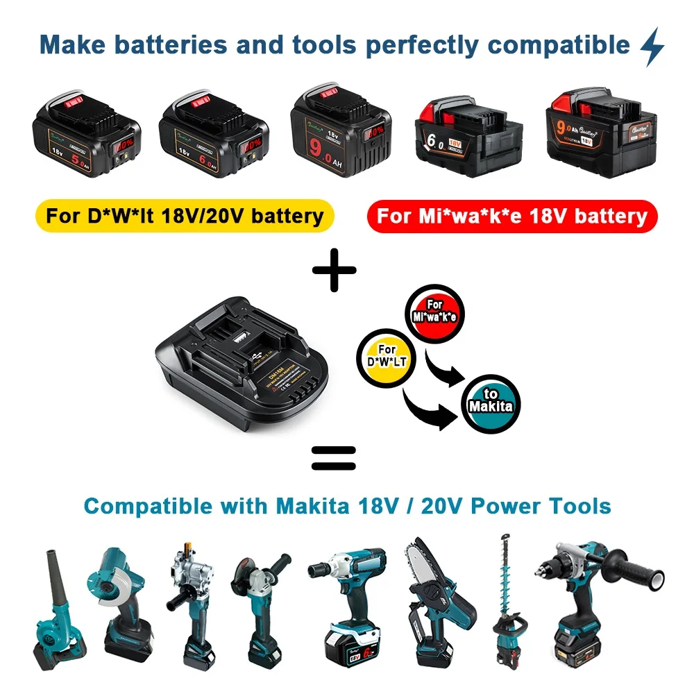 DEWALT 또는 Milwaukee와 호환 가능한 배터리 어댑터, Makita 배터리 변환, MAKITA 전동 공구 액세서리, Bl1850 대체