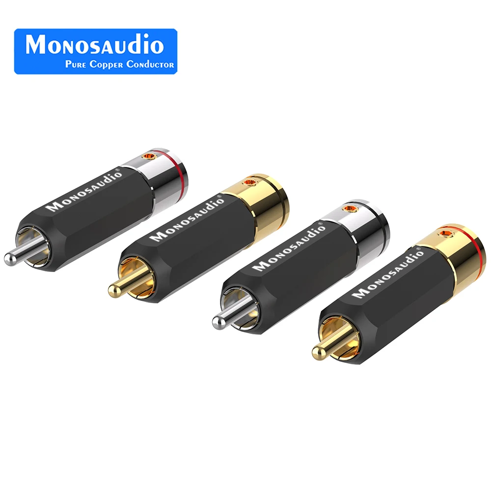 

Monosaudio R209G/R RCA Connector Plug RCA Male Terminal 24k Gold Rhodium Plated Hifi Audio Video Signal Input Output