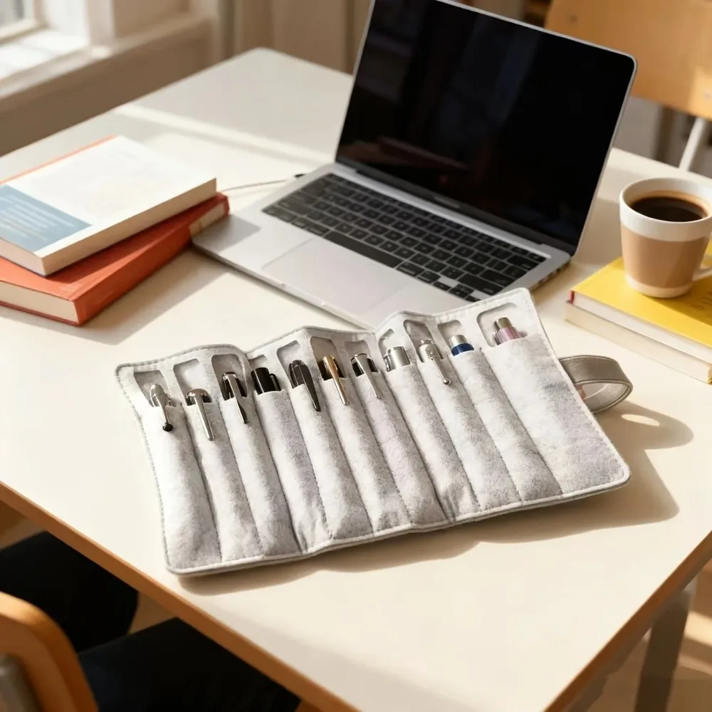 11-Pen Felt Roll-Up Pen Curtain, Multifunctional Storage Bag for Pens Brushes Markers, Portable Artist Organizer 1