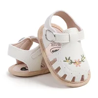 Baby Girl Sandals Princess PU Leather Non-slip Kids Shoes Cute Embroidery Flower Summer Flats Hollow Out Toddler Shoes 5