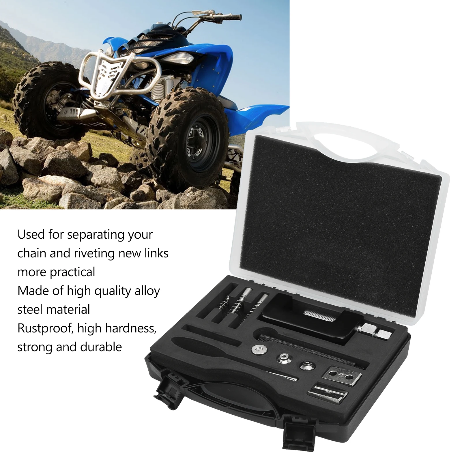 Chain Breaker Cutter Motorcycle Chain Riveting Cutter Breaker Riveting Tool Set with Storage Box for ATV Dirt Bike