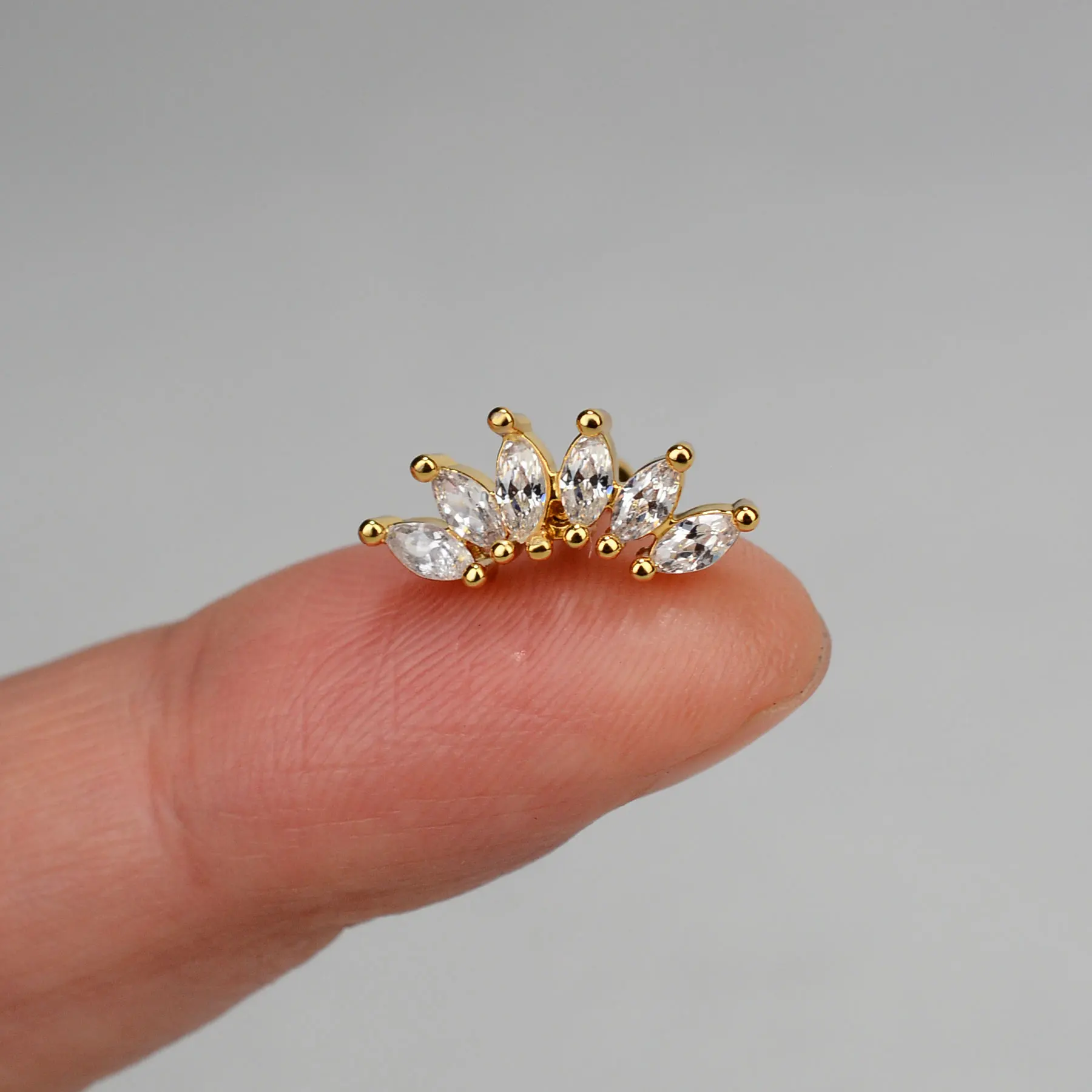1PC Kristall CZ Arc Tragus Helix Bolzen Ohrring für Frauen Lappen Knorpel Stern Blume Ohr Piercing Ohrring Edelstahl schmuck – Detail 3