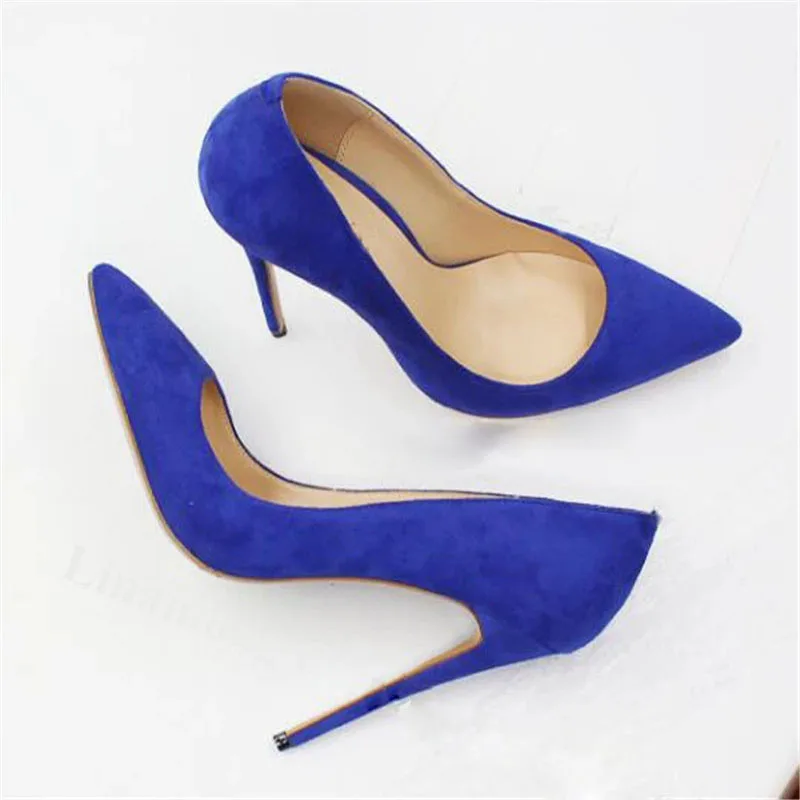 Sexy Solid Suede 12cm Stiletto Heels Pumps Slip-On Pointed Toe High Heels Women office Lady Dress Shoes