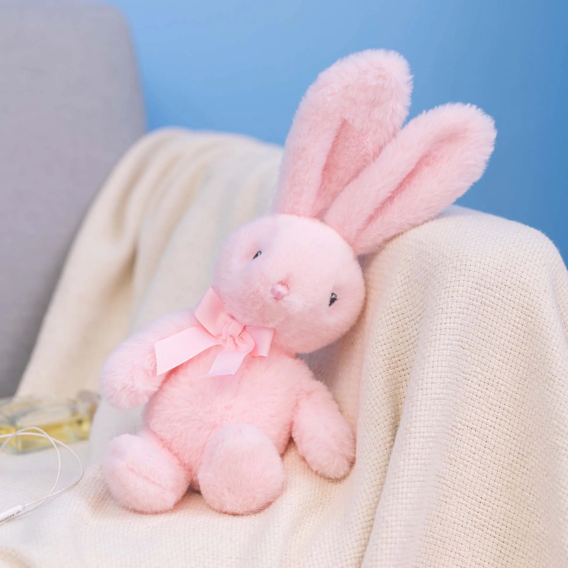 YKTO Peluche Coniglio Custodia per Wiko Y80 Cover Ragazze Shiny Bow Pearl Bear Simpatico Peluche Morbido e Confortevole per Wiko Y80 Peluche Coniglio Silicone,Orso di perle rosa