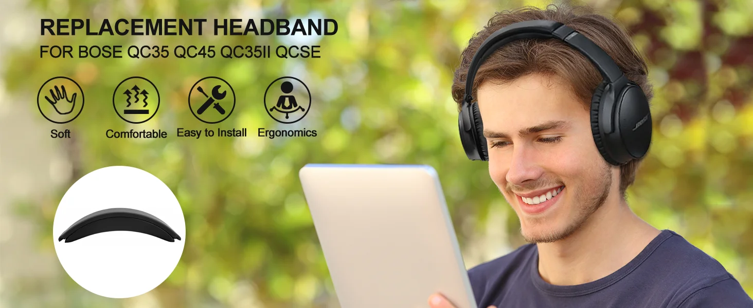 KUTOU Replacement Headband Cushion and Earpads for Bose QC35 QC45 Headphones with Noise Isolation Memory Foamment Accessories