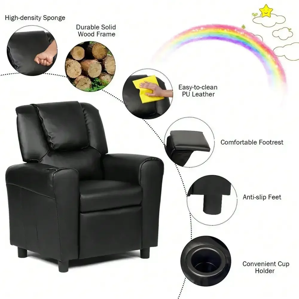 Sofa Recliner Couch Armchair W/Footrest Cup Holder Living Room Bedroom New 5