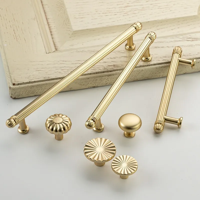 Furniture Handle French Cabinet Door Handles Light Luxury Gold Black  Vertical Grain Drawer Pulls Cabine - AliExpress 13