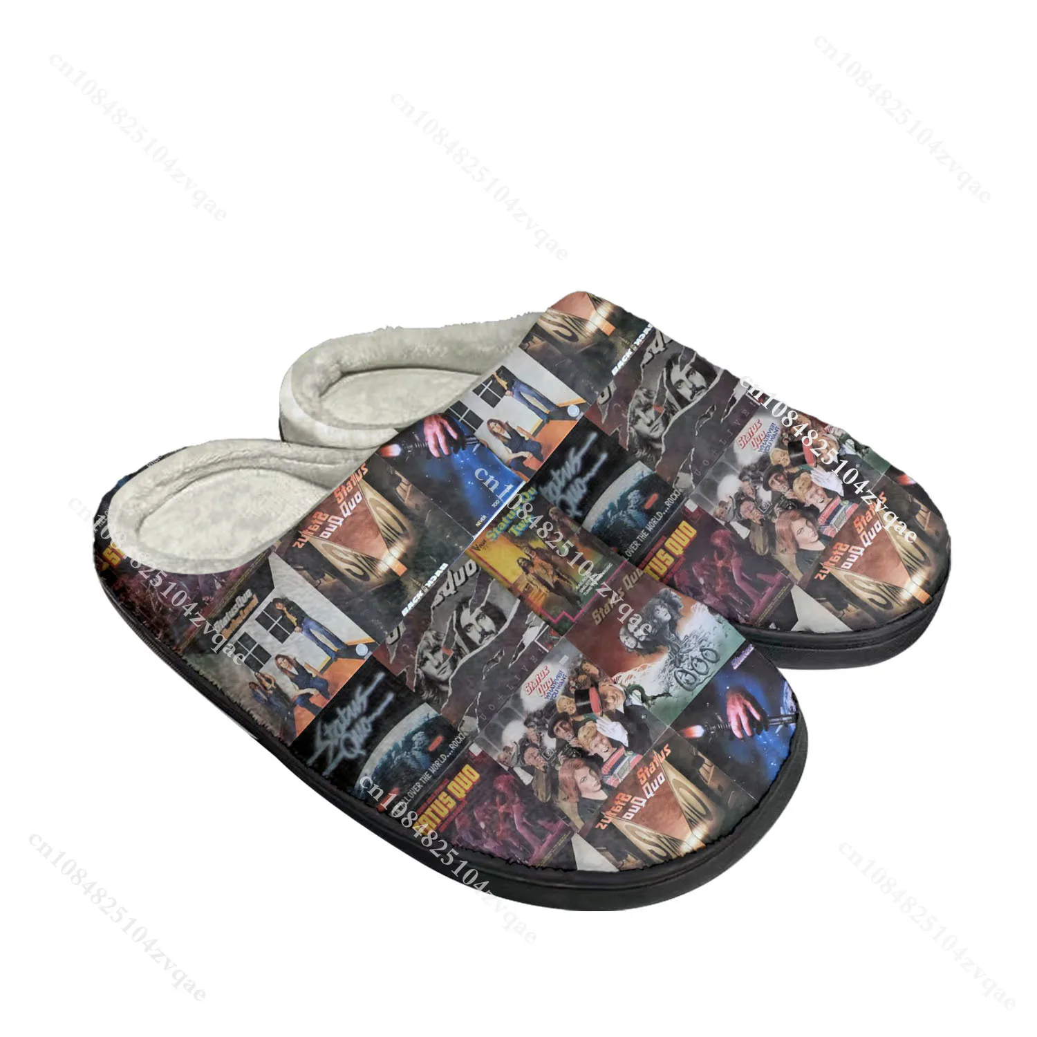 Status Quo Rock Band Fashion Home Cotton Custom Slippers Mens Womens Sandals Plush Bedroom Casual Keep Warm Shoe Thermal Slipper