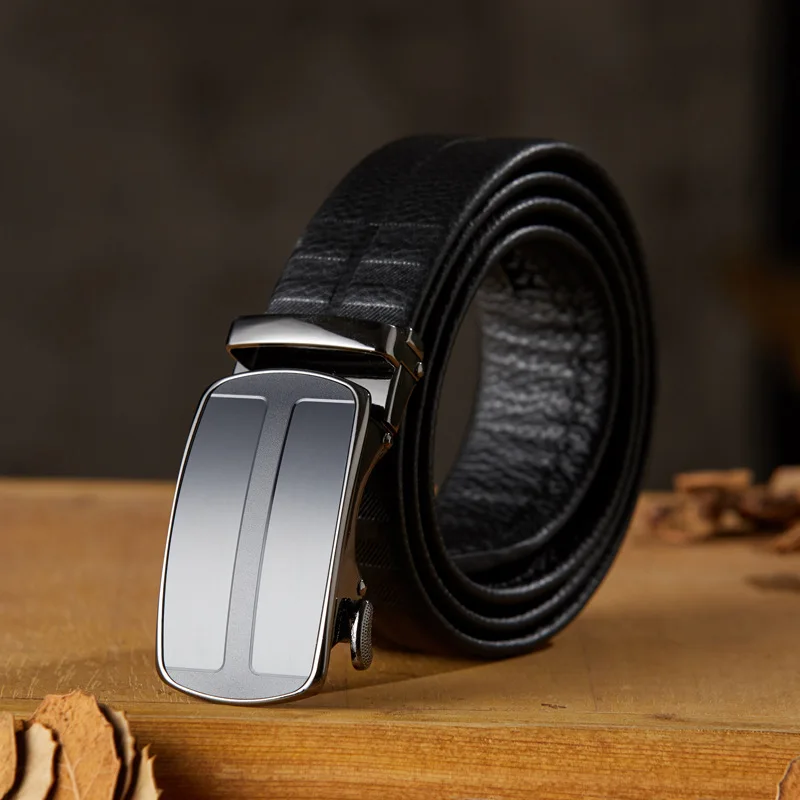 

Handmade Genuine Leather Alloy Slide Buckle Belt Men's Automatic Buckle Business Youth Pants Belt Casual And Versatile