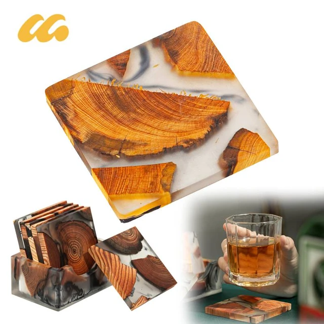 Wooden Resin Coasters Resin Wooden Coasters For Drinks Creative Drink  Coasters For Coffee Table Home Kitchen Decoration - AliExpress