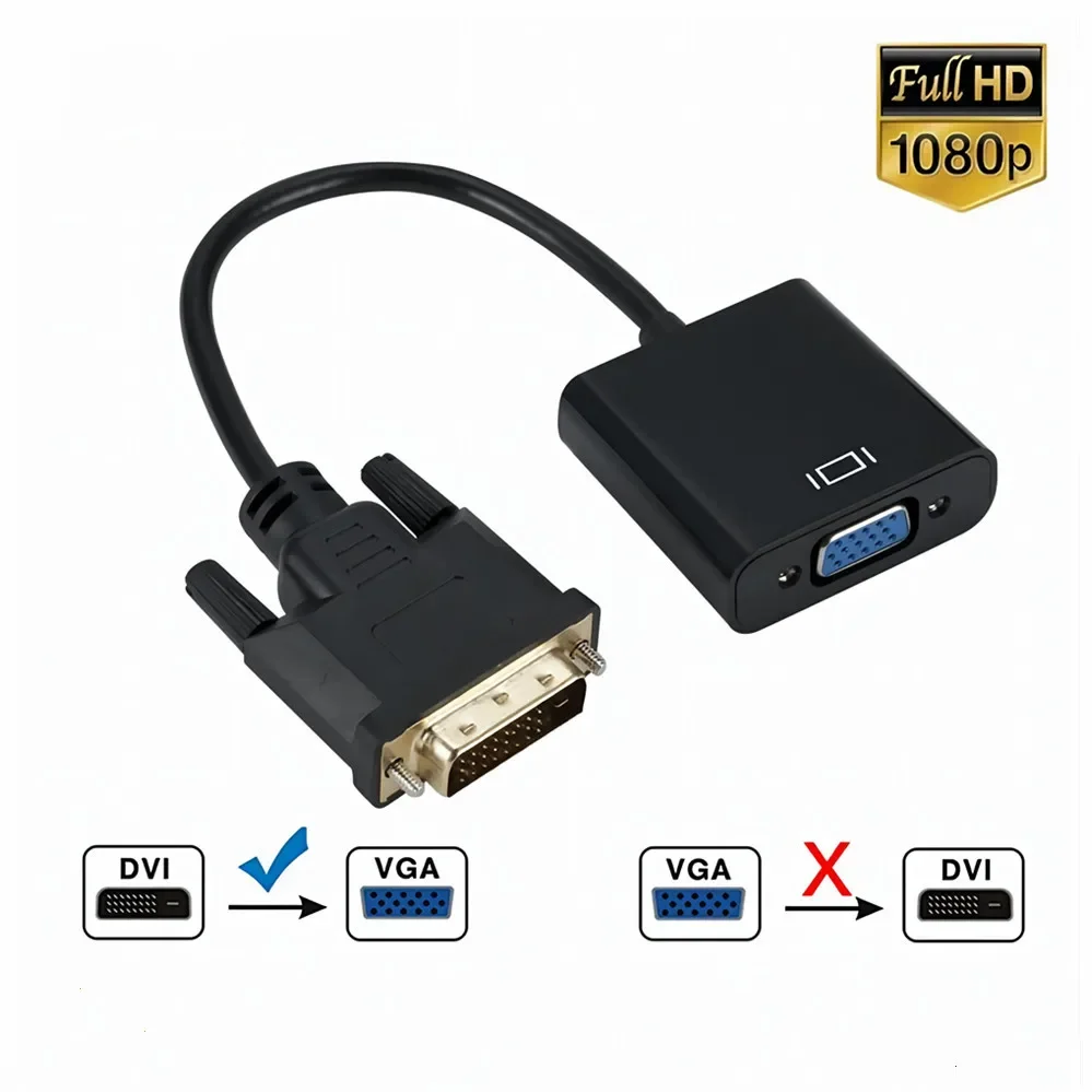 Convertitore Cavo Video Adattatore Da Dvi A Vga Full Hd 1080P Dvi-D Convertitore Cavo Da 24 + 1 25Pin A 15Pin Per Monitor Computer Pc