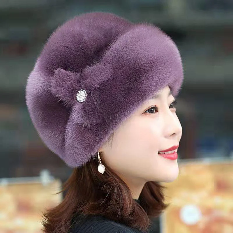 Winter Hat New Mom Style Hat Hair Top Hat Fashion Leather Warm Middle-aged Fur Bag Cap Trend winter hat fur hat