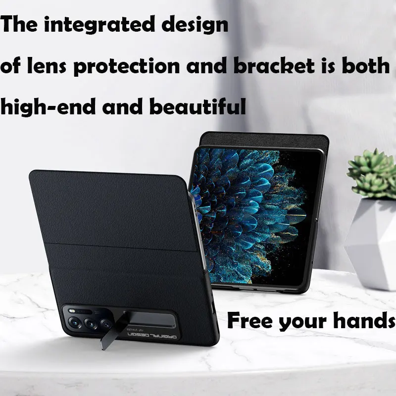 Suitable for OPPO Find N2 leather phone case genuine leather ultra-thin bracket folding Nappa pattern protective case