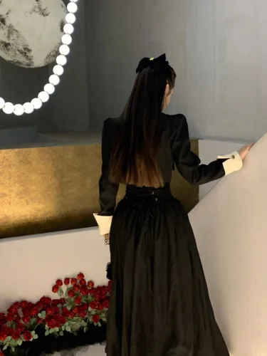 여성용 빈티지 블랙 블레이저 스커트 수트, 우아한 2 피스 세트, 가을 의상, 한국 패션, y2k 의류, 봄 신상 5