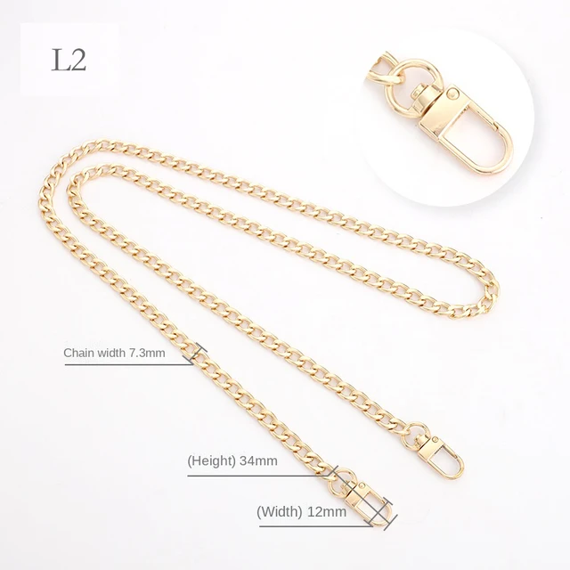 Multicolor Bag Chain Accessories Gold Women's Shoulder Bag Chain Metal Bag Chain Strap Crossbody Bag Parts Belt Chain for bags L02-Light Gold