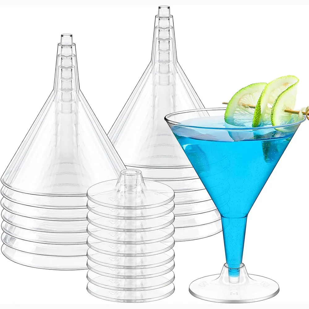 MATANA 48PCS Heavy Duty Clear Plastic Martini Glasses, 7oz Reusable Cocktail Glasses, Margarita