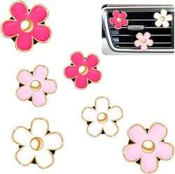 Colorful Daisy Flower Car Air Freshener Clips - Set of 6, Alloy Interior Decorations, Perfect Christmas Gifts (6pcs)