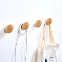 1PCS New Egg Type Wooden Hook Beech Clothes Hanger Home Coat Hook Wood Wall Hat Rack Nordic Decor Kids Room Hooks Organize 2