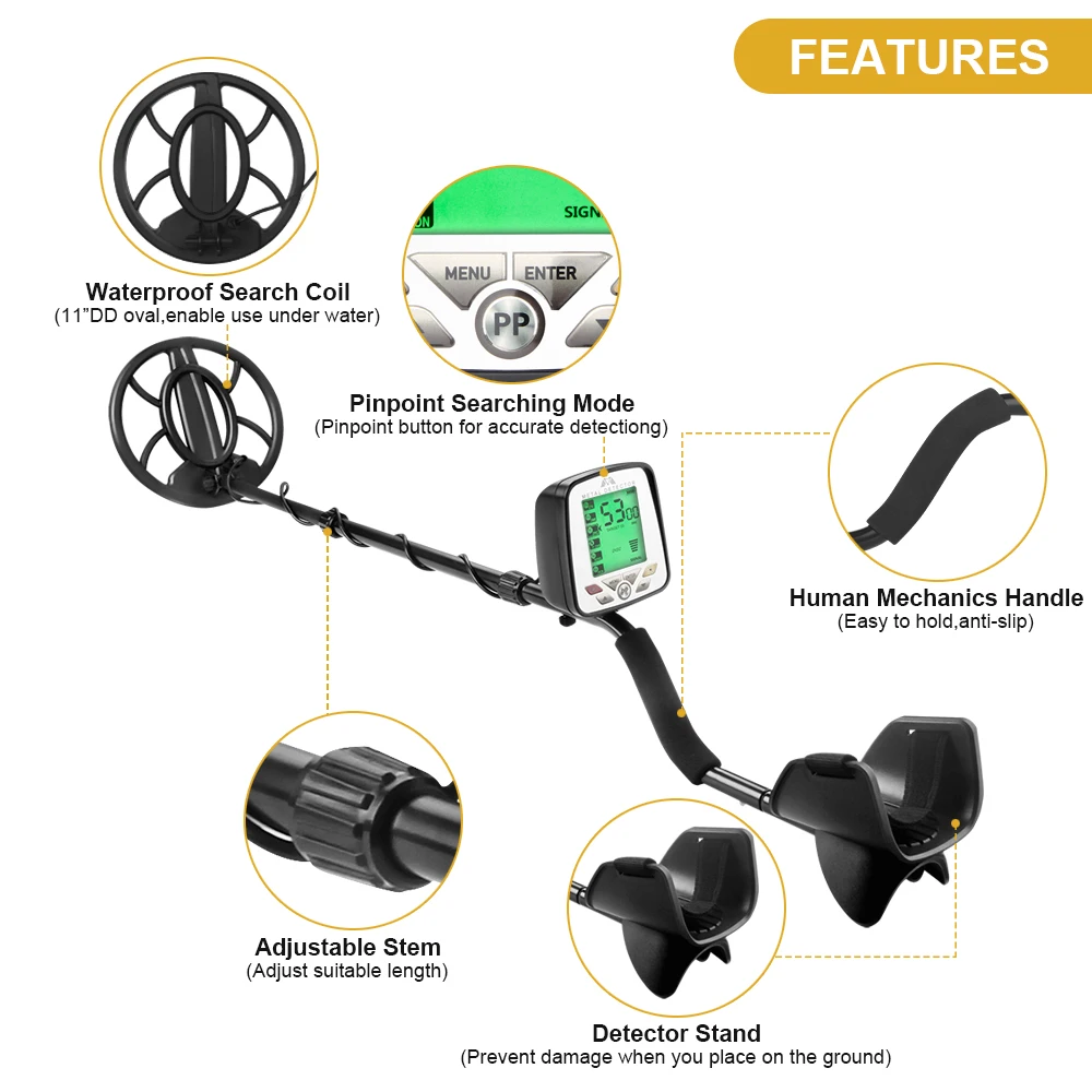 High Sensitivity Metal Detector MD 5032 Metal Detecting Pinpoint Waterproof Search Coil Ferrous and Non Ferrous