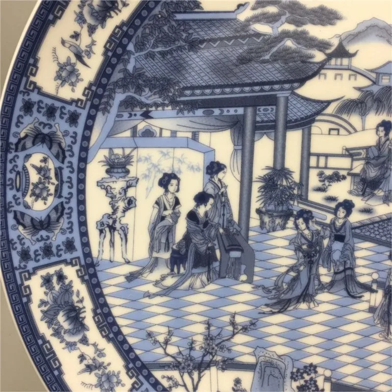 Jingdezhen Antique Porcelain Blue And White Figures Porcelain Decor Plate Ornament Chinese Home Study Decoration Ornament ZF277 3