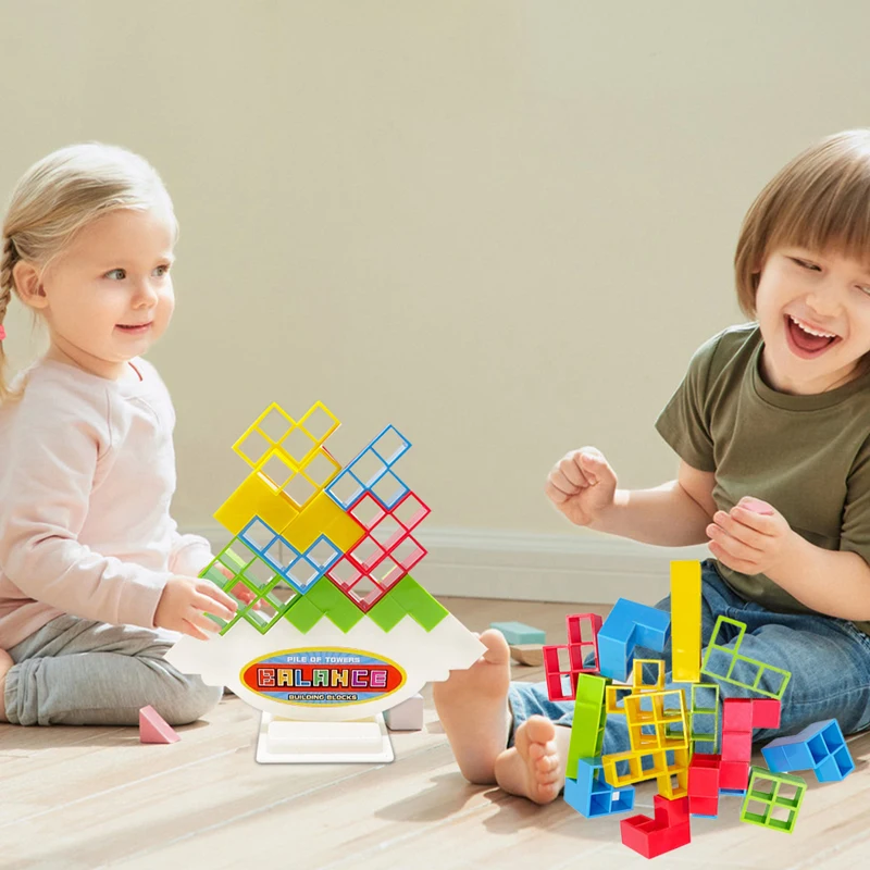 Educational Toy Balance Game Russian Building Blocks Tetris Tower Balance Game DIY Assembly Puzzle Building Blocks Gifts