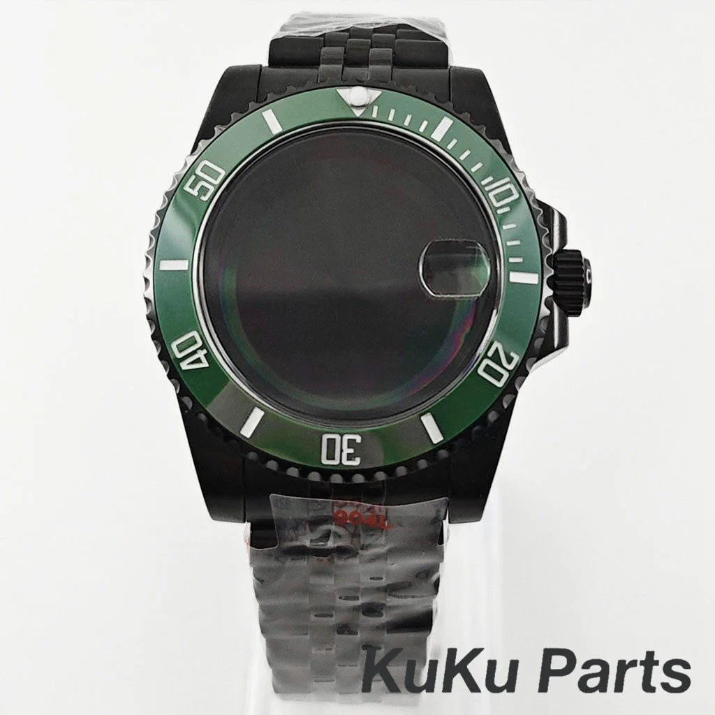 Black Purple GMT Bezel Watch Case with PVD Black Jubilee Bracelet and Sapphire Crystal