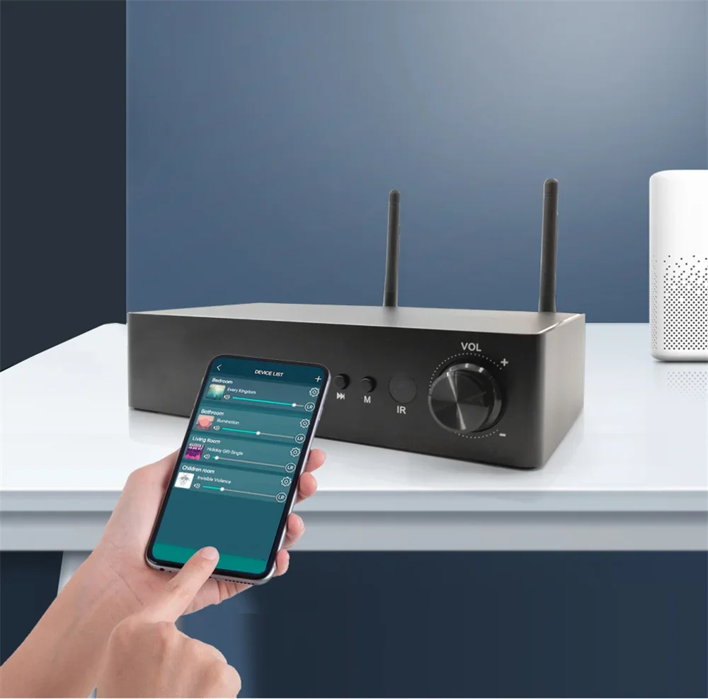 WA60 60W*2 ESS9023 WiFi Bluetooth HiFi Stereo Class D Digital Multiroom Amplifier Tadil Airplay Equalizer Free App