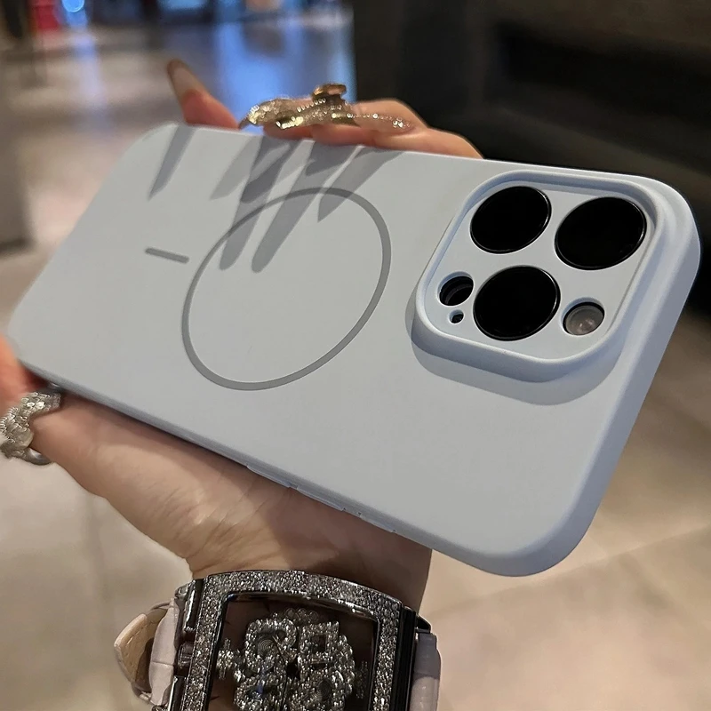 Luxury MagSafe Wireless Charging Liquid Silicone Phone Case with Magnetic Bumper Cover