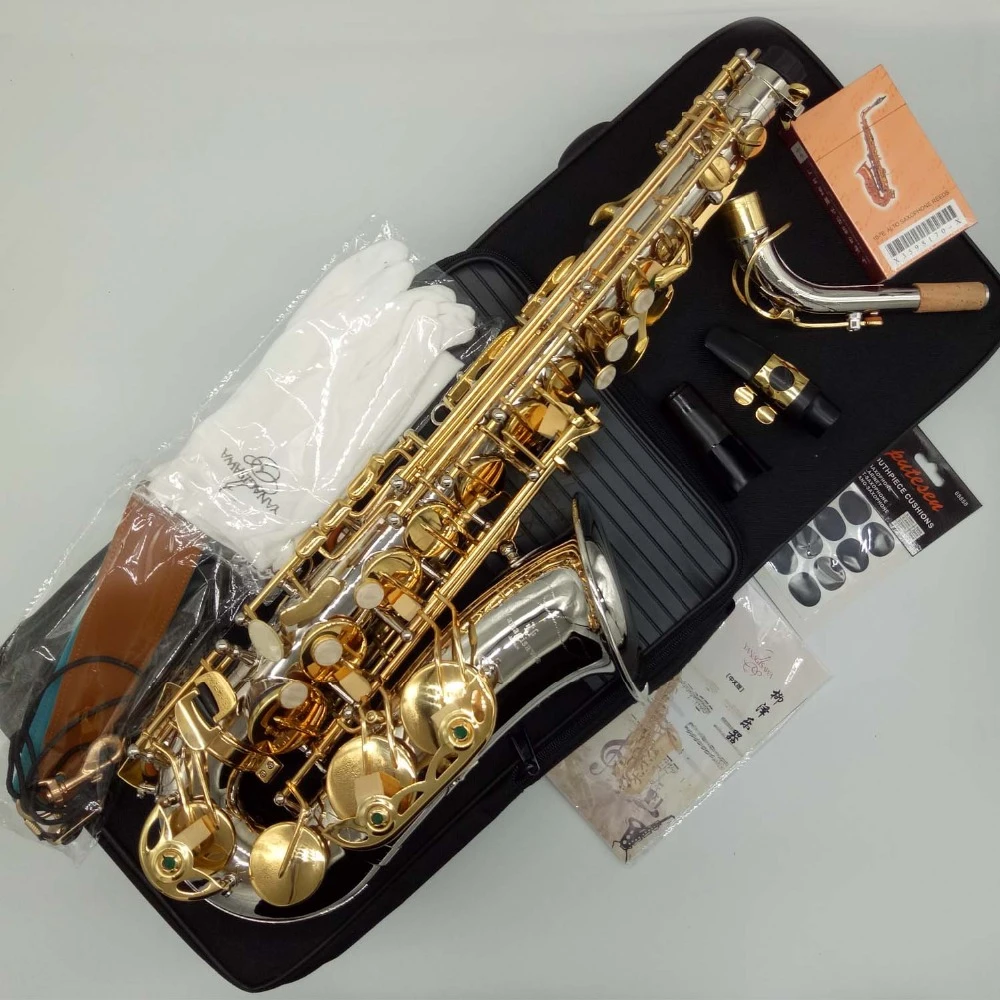 Japan 9937 1 1 key type Alto Saxophone Nickel plated Body Gold Key Professional Alto Sax With