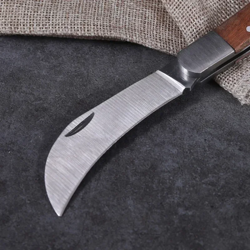 Folding Grafting Knife Grafting Tools Pruning Knife Professional Garden Fruit Tree Graftings Cutter Wooden Handle