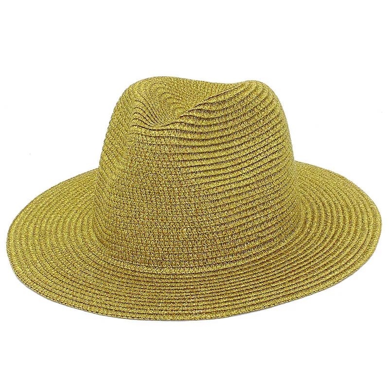 

Straw Hat Shiny Fedora Hats Trilby Caps Panama Summer Fedoras Jazz Hat Breathable Sun Protuct Derby Sunhat Cap