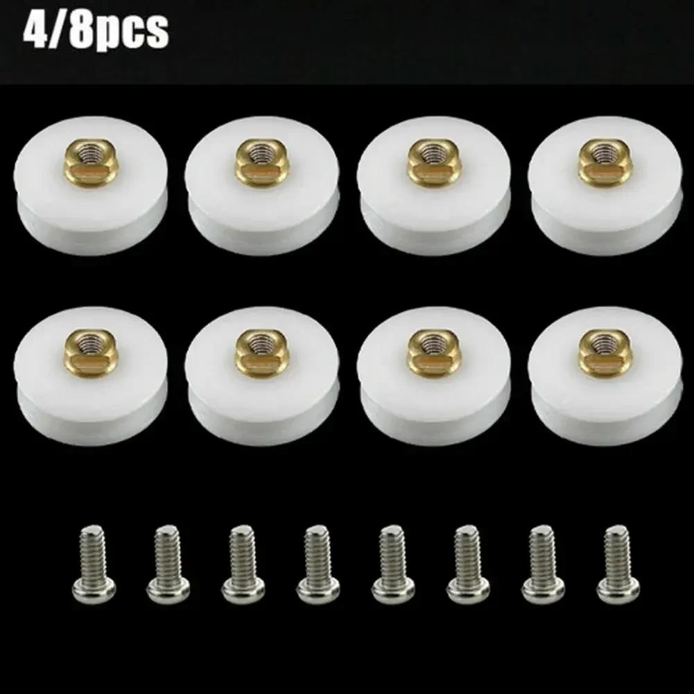 Shower Door Rollers Shower Room Rollers 8pcs Durable Shower Room Bathroom Door Rollers Shower Runners Part Room Wheels White 22mm Accessories