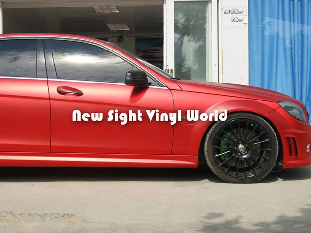 High Quality Matte Satin Metallic Red Vinyl Satin Metal Red Car Vinyl Roll  Air Free Car