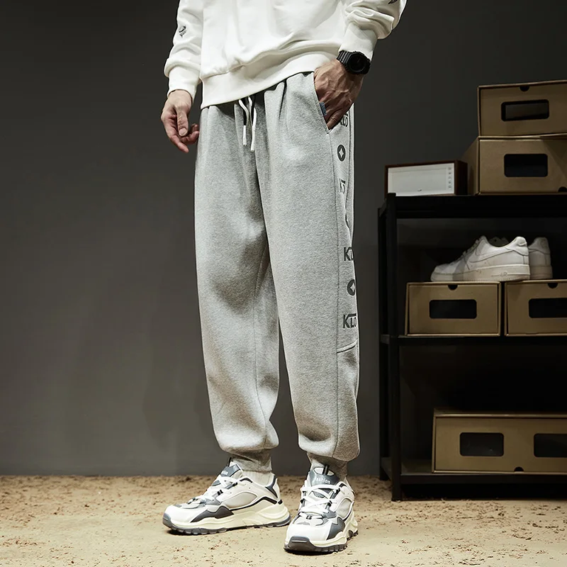 

M-8XL Cotton Oversize Mens Sports Pants Sweatpants Male Joggers Tracksuit Trousers Plus Big Size Winter Fleece Warm Cloth Z321
