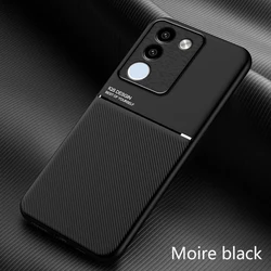 Slim Lightweight Leather Magnetic Shockproof Smartphone Case for VIVO V27E (Black)