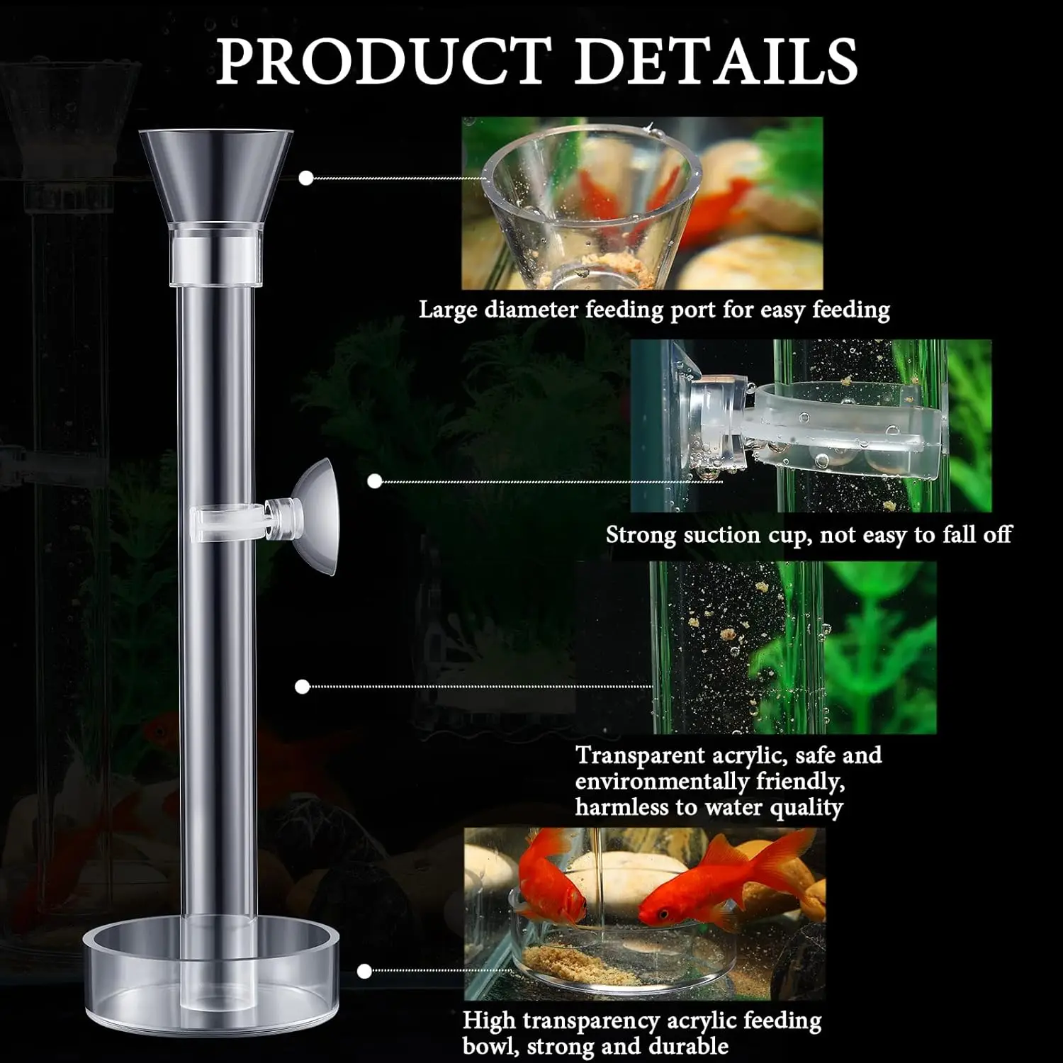 Acrylic Fish Shrimp Feeder Transparent Durable Assembled Feeding Tube Feeding Dish Tray Set