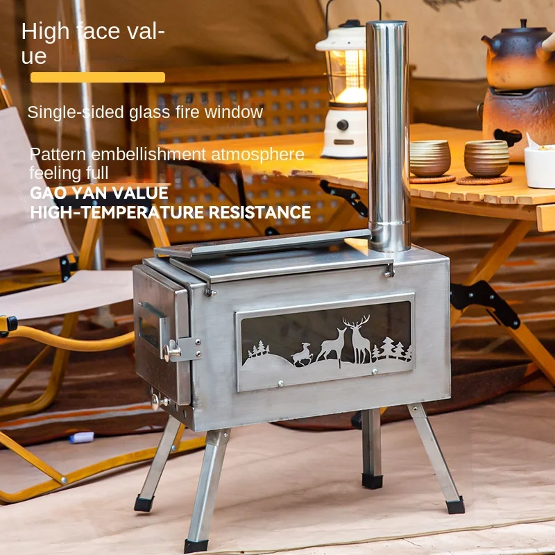 

Tent heater Outdoor wood burning stove Folding camping cassette wood burning stove Camping cooking stove