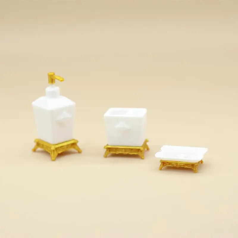 1/3Pcs Nordic Style Lotion Bottle & Soap Dish Mini Toothbrush Holder Model 1:12 Scale Dollhouse Miniature Bathroom Accessory Set