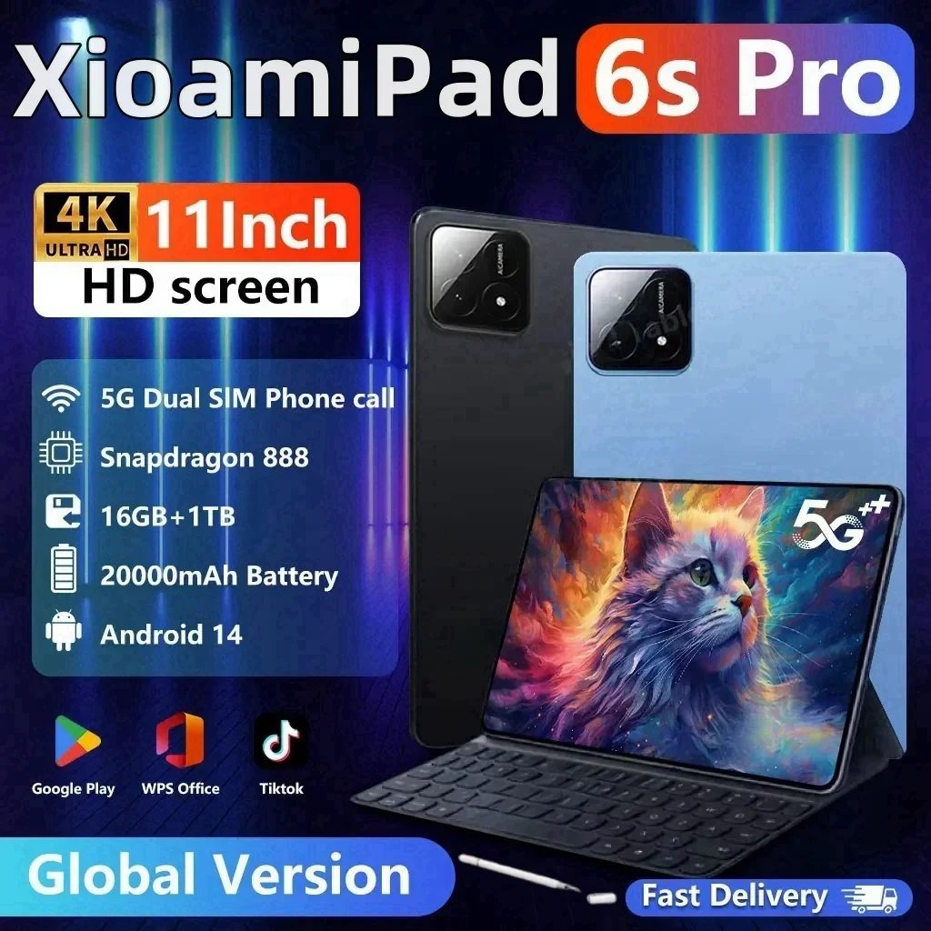 Xiaomi Pad 6S Pro Tablet PC 11inch HD 4K Android 14 16GB + 1T 20000mAh 5G Dual SIM Bluetooth WiFi GPS WPS