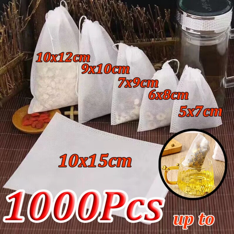 1000-100Pcs Disposable Empty Scented Filter Bags Paper With Drawstring For Coffee Herb Loose Tea Kitchen Tools_voghion.com