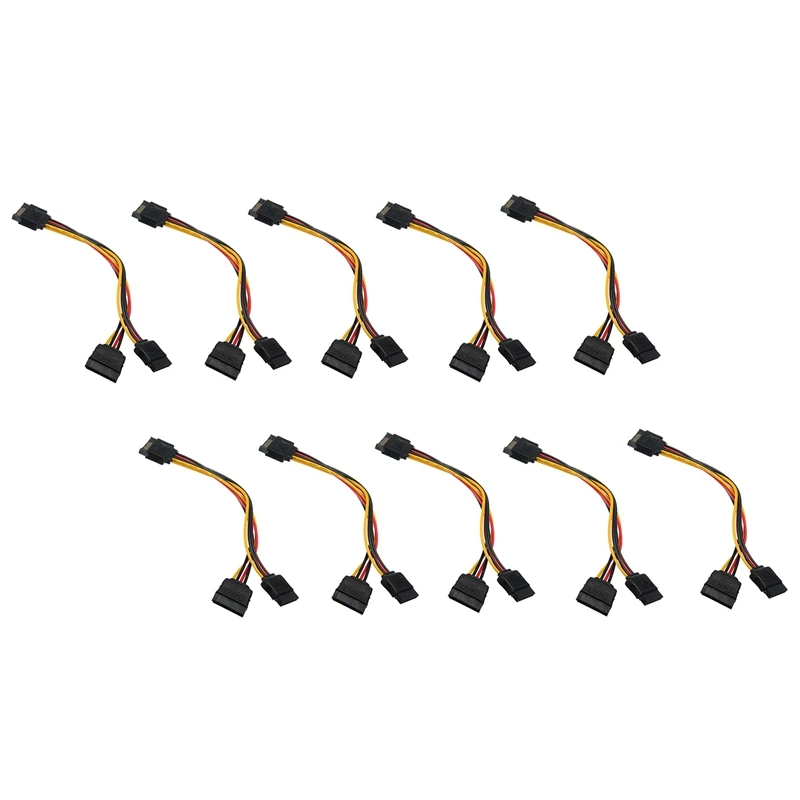 

10 Pcs 15 Pin SATA (Male) To 2 SATA Power (Female) Cable Splitter