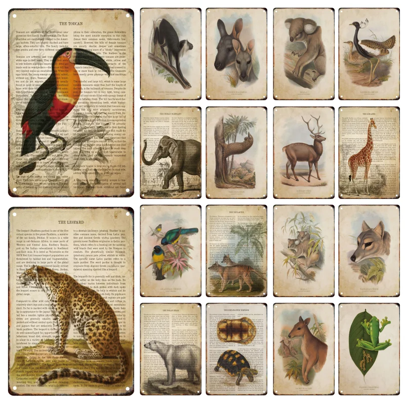 

Wildlife Elephant Leopard Metal Signage Tin Painting Vintage Poster Plaque Home Zoo Club Wall Art Decorative Mural Aesthetics