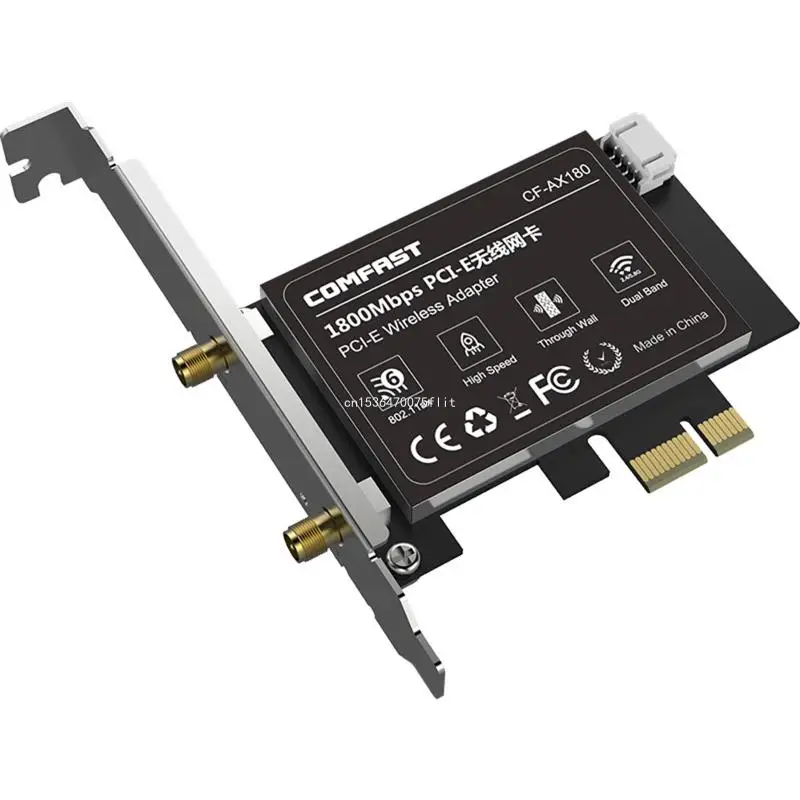 

AX180 WiFi6 PCIe Wireless Network Card 1800Mbps Dual-Band 5GHz/2.4Ghz Dropship