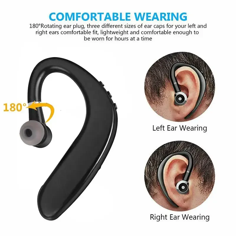 S109 Wireless Bluetooth Headset Single Ear Left and Right Ear Wear Ear-Mounted for iPhone Samsung Xiaomi Phones In-ear Earphones 2