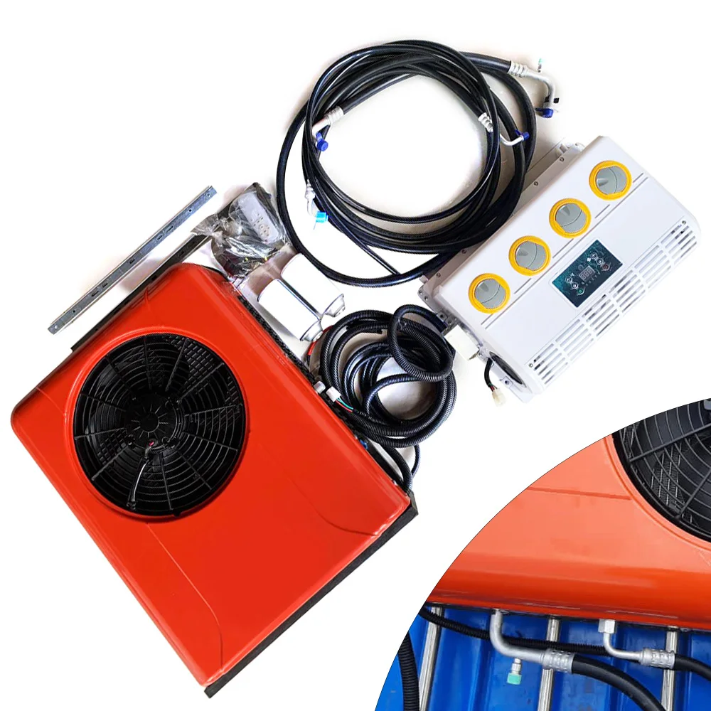 800W 12V 4 Gears Electric Universal Driven Bus Pickup Truck Air Conditioner Outdoor and Indoor Unit Air-conditioner for Cooling