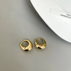 Sleek Stainless Steel Chunky Hoop Earrings - Trendy 2024 Women's Fashion Statement Jewelry (Gold 01)