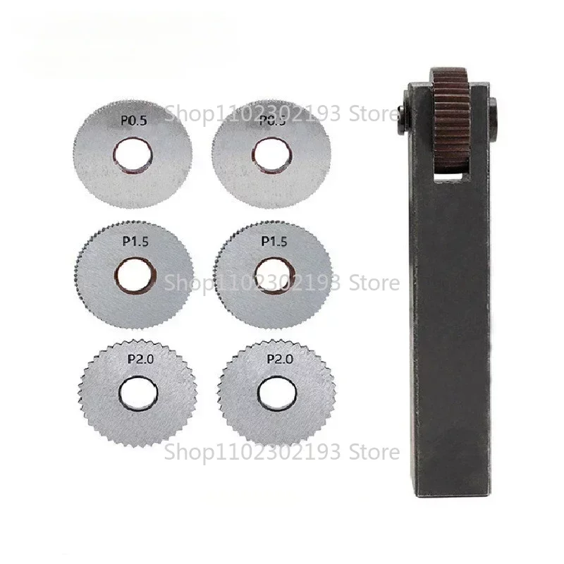 Single Wheel Straight Linear Knurling Tool Set 7pcs Pitch 0.5 1.5 2mm